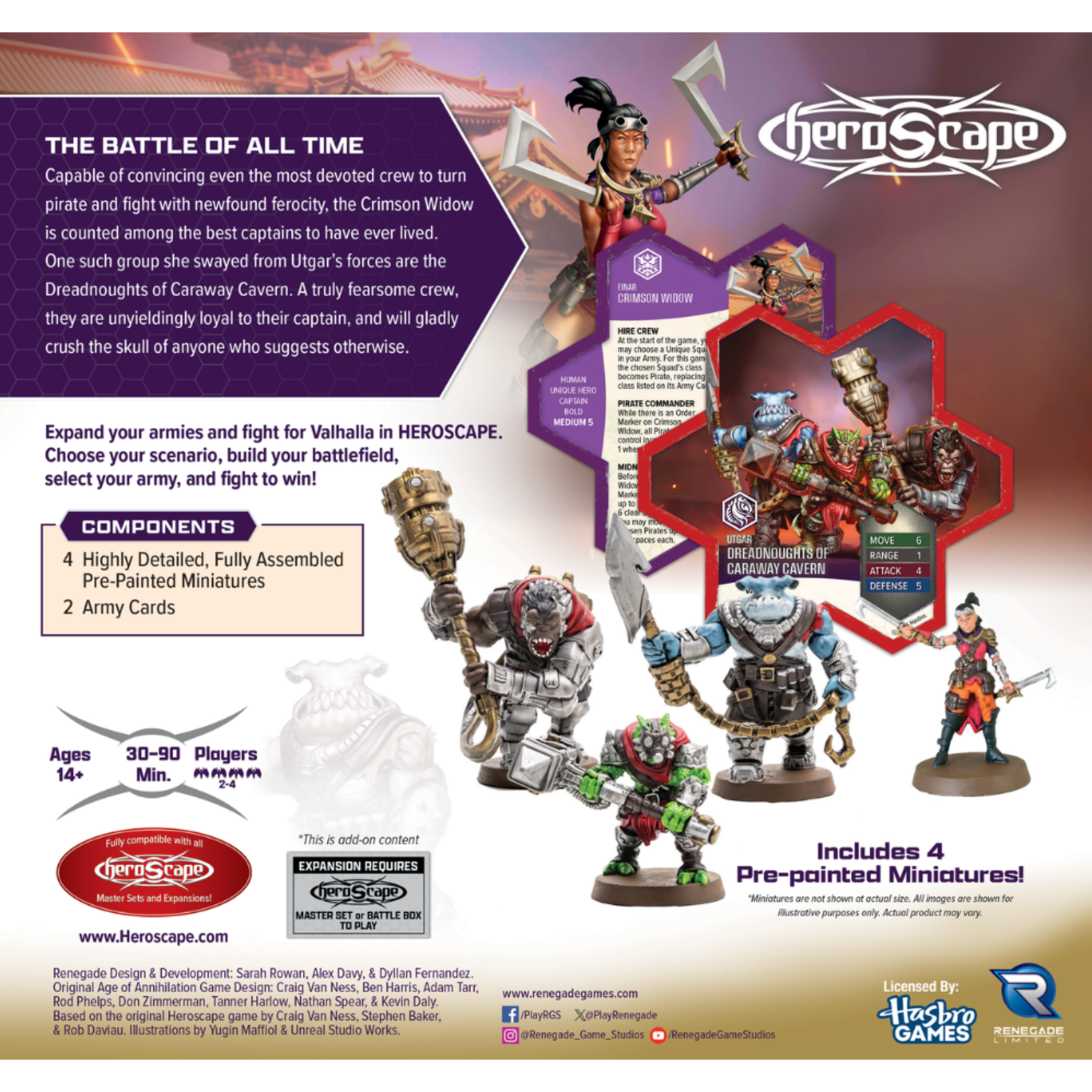 Renegade Game Studios Heroscape: Age of Annihilation: Embers of War: Crimson Widow and Dreadnoughts of Caraway Cavern Premium Painted Edition