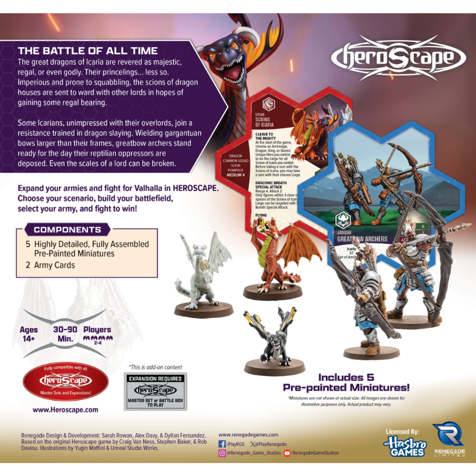 Renegade Game Studios Heroscape: Age of Annihilation: Embers of War: Greatbow Archers and Scions of Icaria Premium Painted Edition