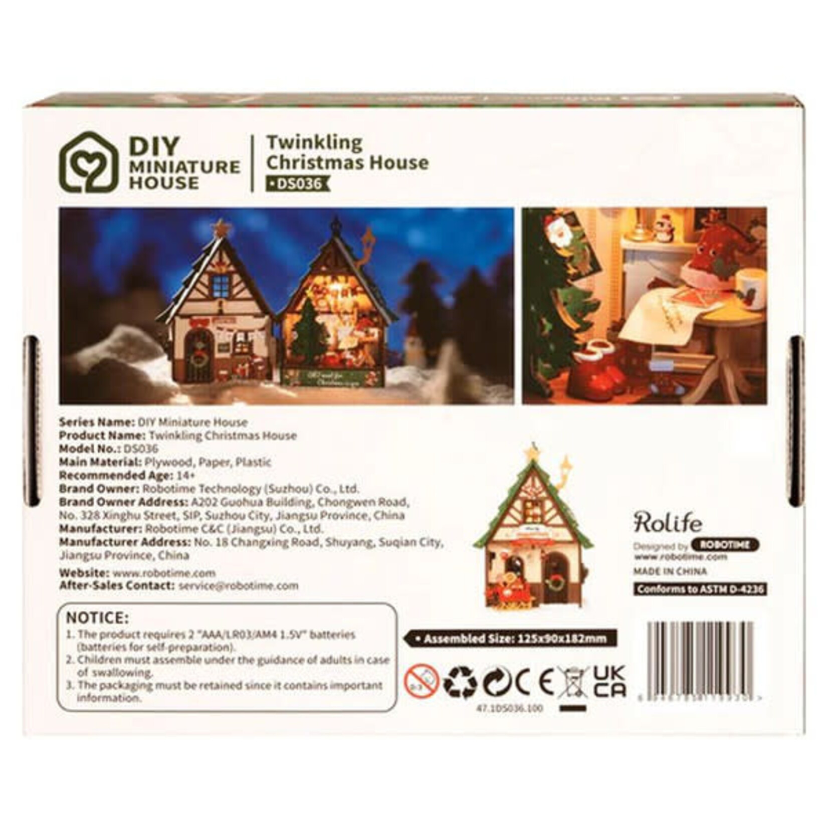 Robotime Rolife: Twinkling Christmas House DIY Miniature House