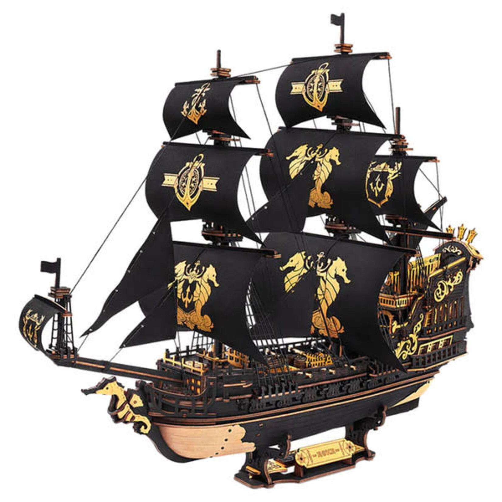 Robotime ROKR: The Seahorse Barque Sailing Ship Scale Model Vehicle