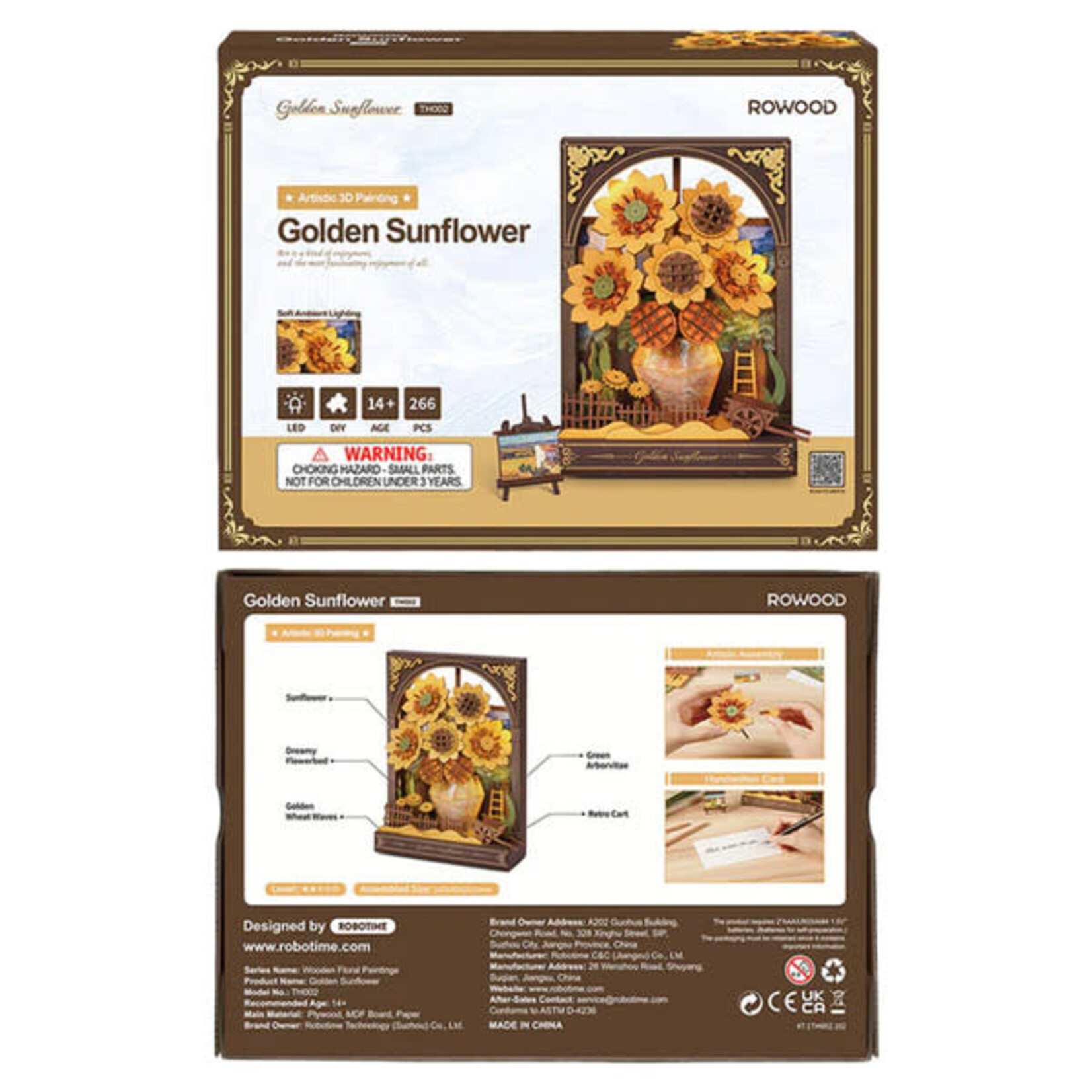 Robotime Rowood: Golden Sunflower Artistic 3D Painting