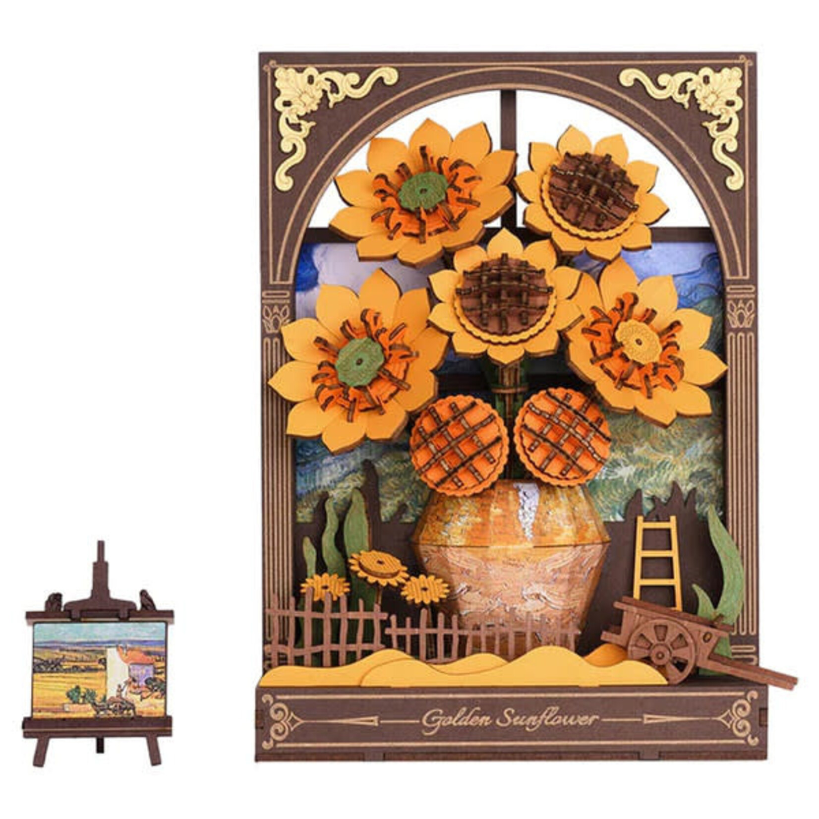 Robotime Rowood: Golden Sunflower Artistic 3D Painting
