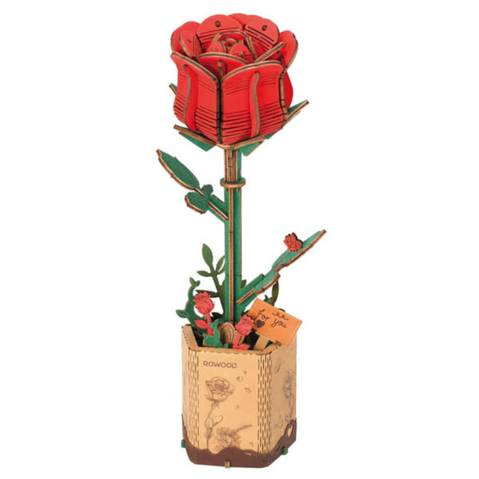 Robotime Rowood: Red Rose Wooden Bloom Craft