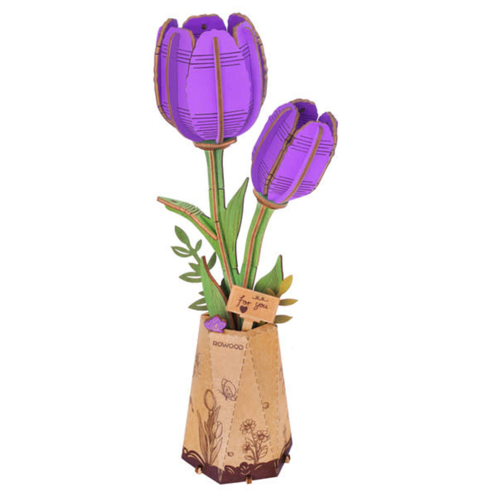 Robotime Rowood: Purple Tulip Wooden Bloom Craft
