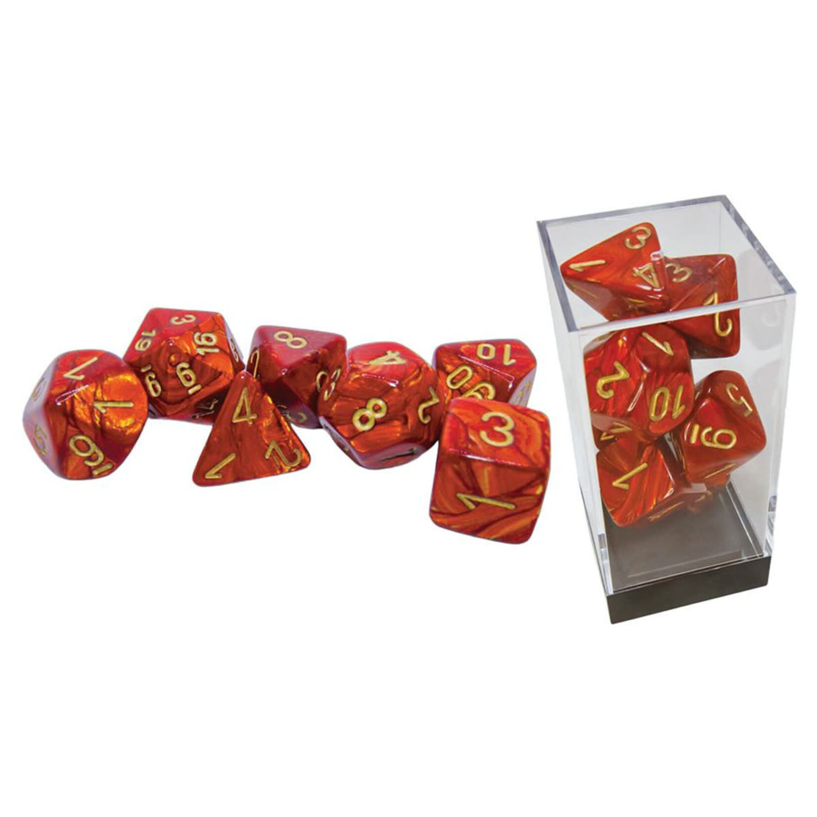 Chessex Mega-hedral 7-Die Set: Scarab: Scarlet/gold