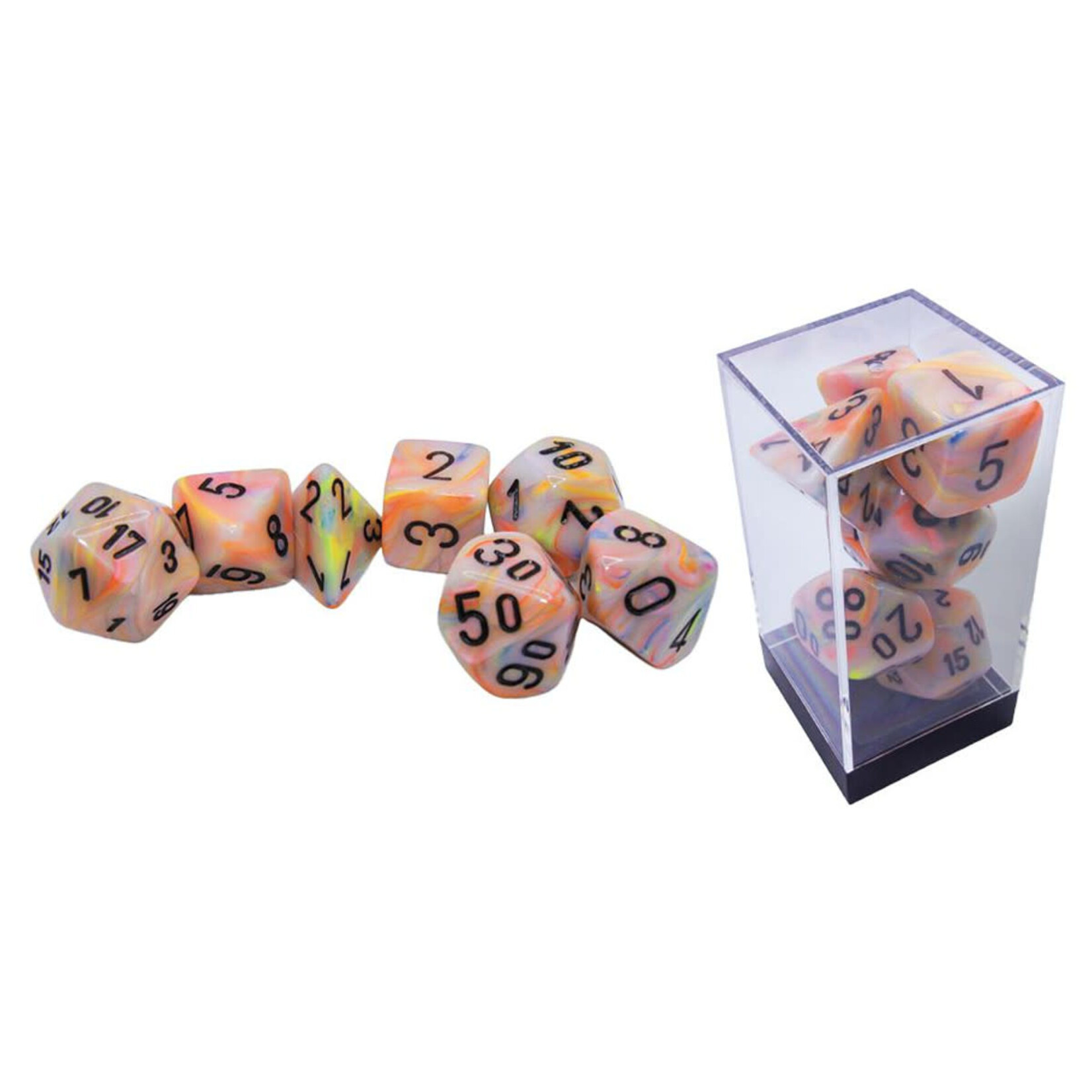 Chessex Mega-hedral 7-Die Set: Festive: Circus/black