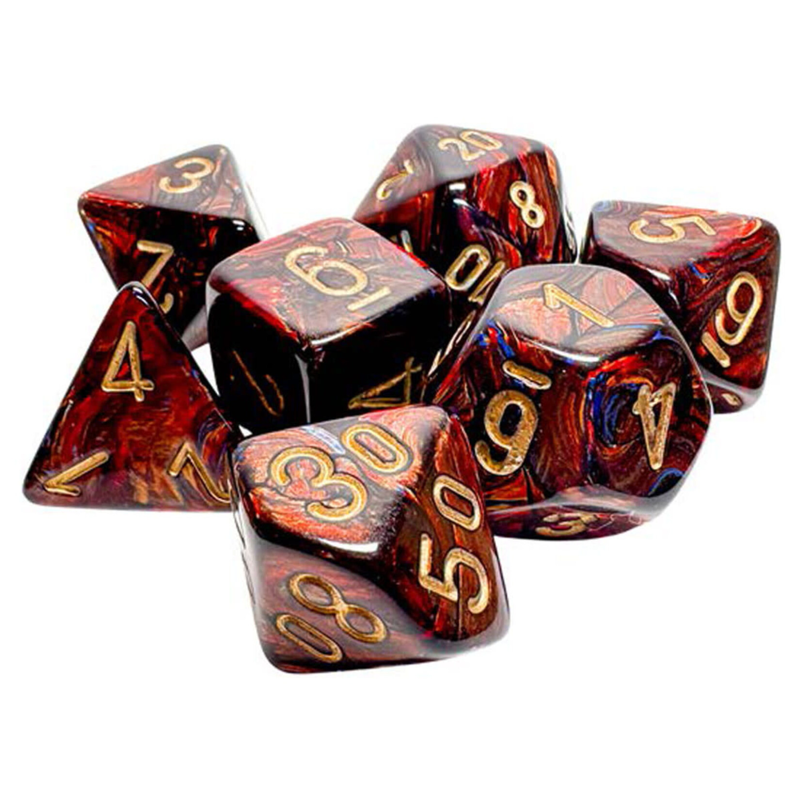 Chessex Mega-hedral 7-Die Set: Scarab: Blue Blood/gold