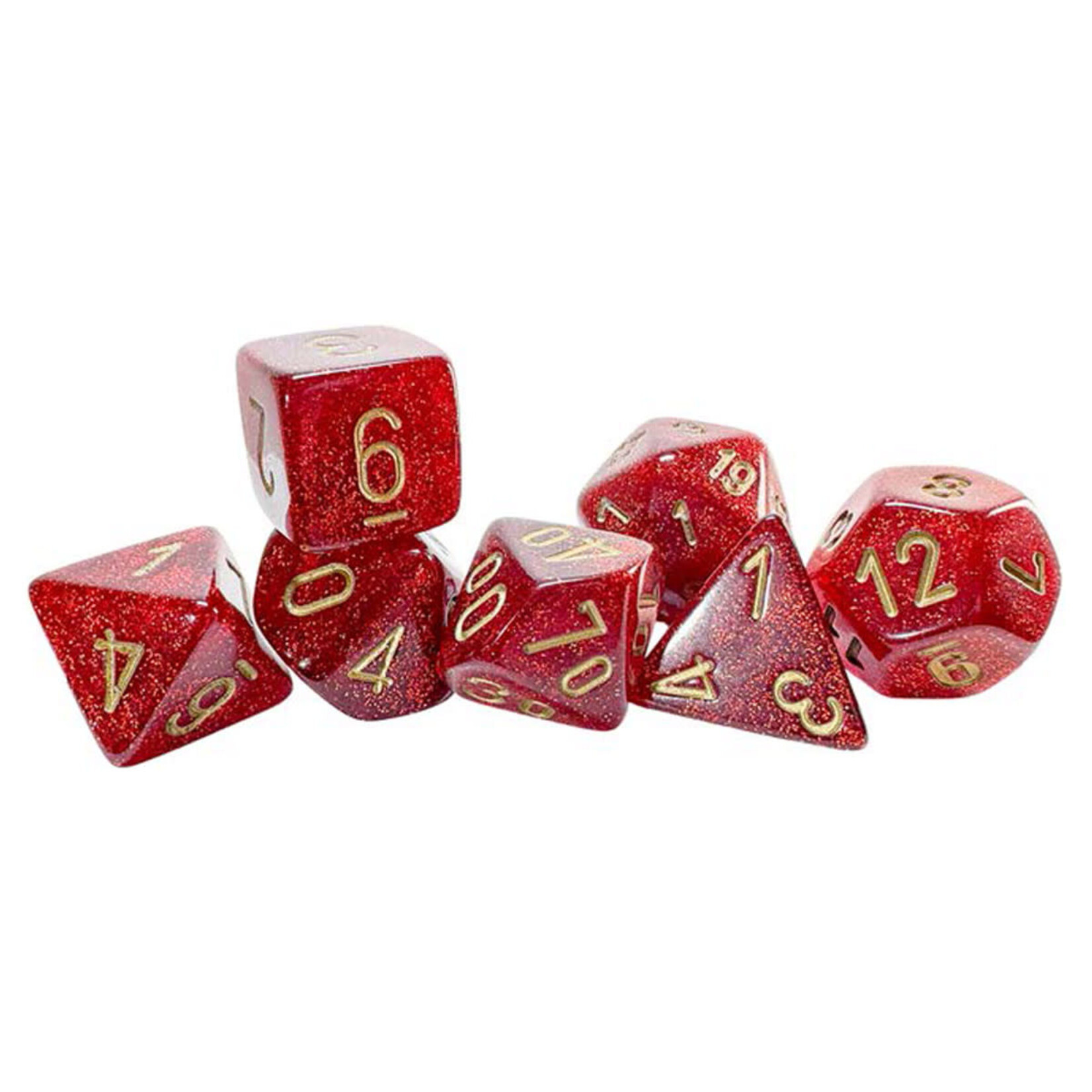 Chessex Mega-hedral 7-Die Set: Glitter: Ruby/gold