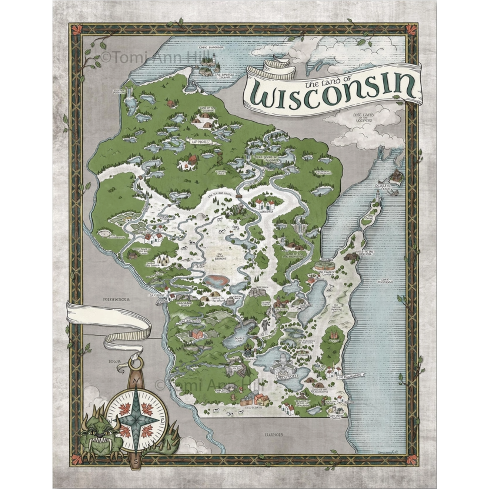 Storymakers Trading Co Wisconsin Fantasy Map 16"x20"