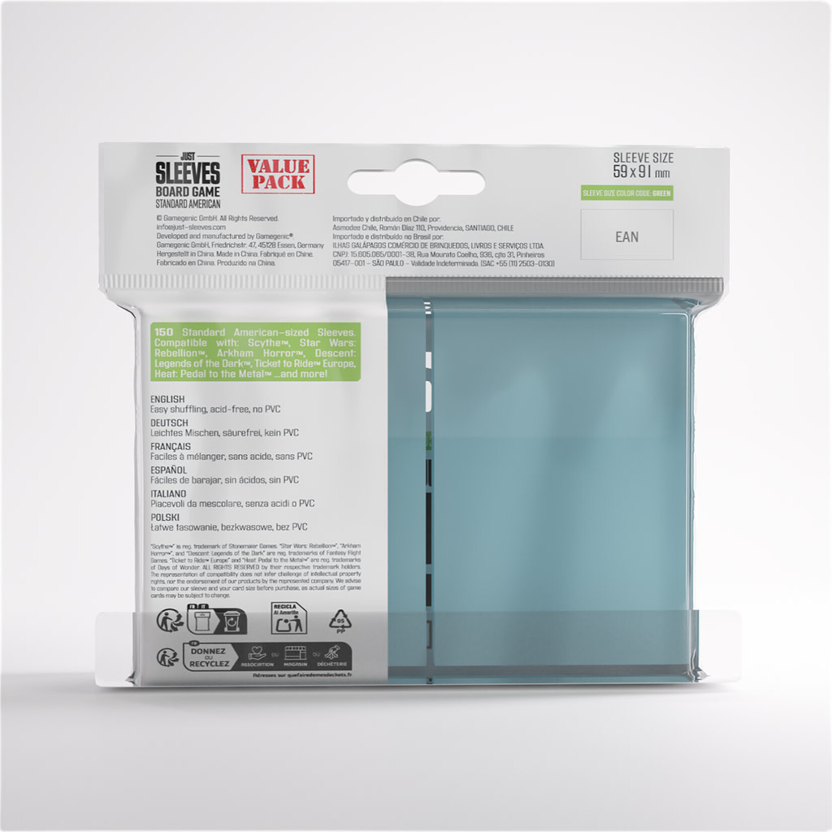 Gamegenic PRERELEASE Just Sleeves: Board Game: Standard American Value Pack (150)