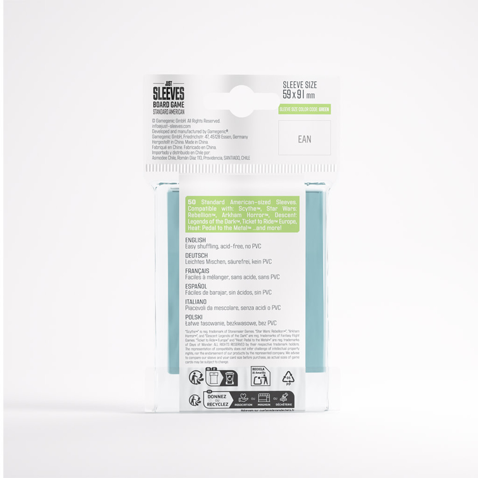 Gamegenic Just Sleeves: Board Game: Standard American (50)