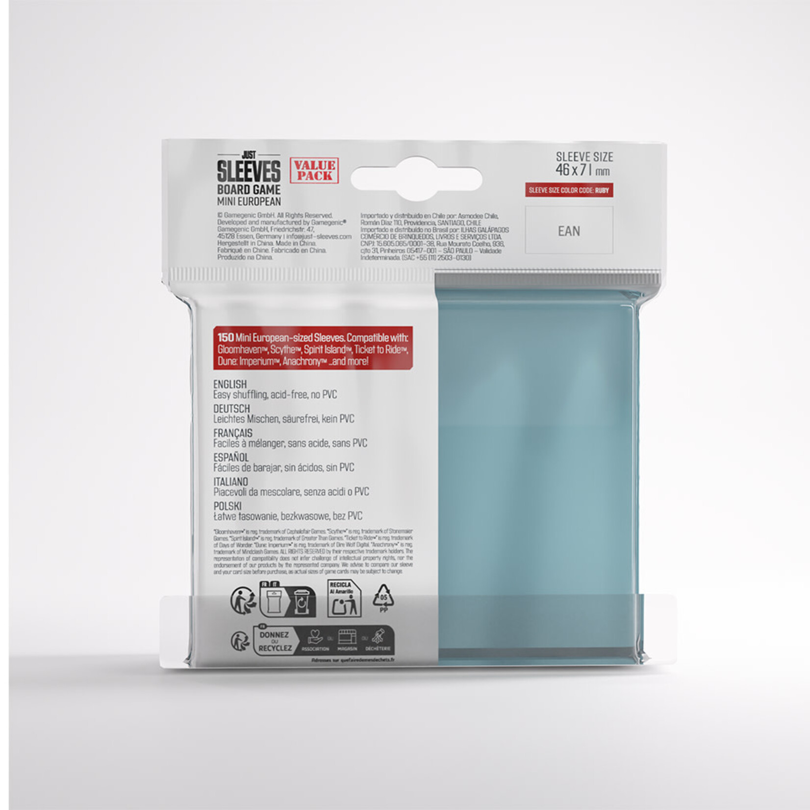 Gamegenic Just Sleeves: Board Game: Mini European Value Pack (150)