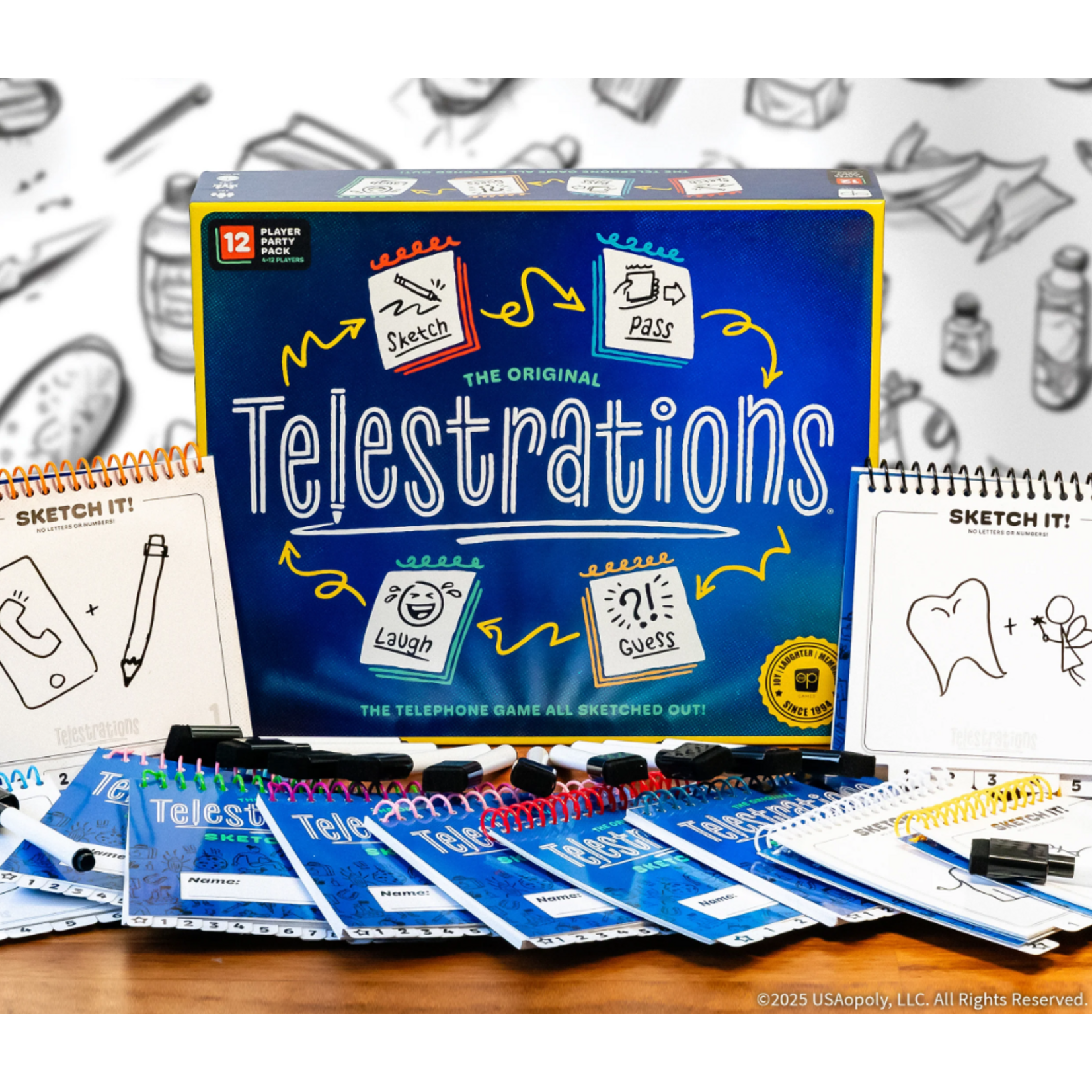 The OP-USAopoly Telestrations 12 Player Party Pack