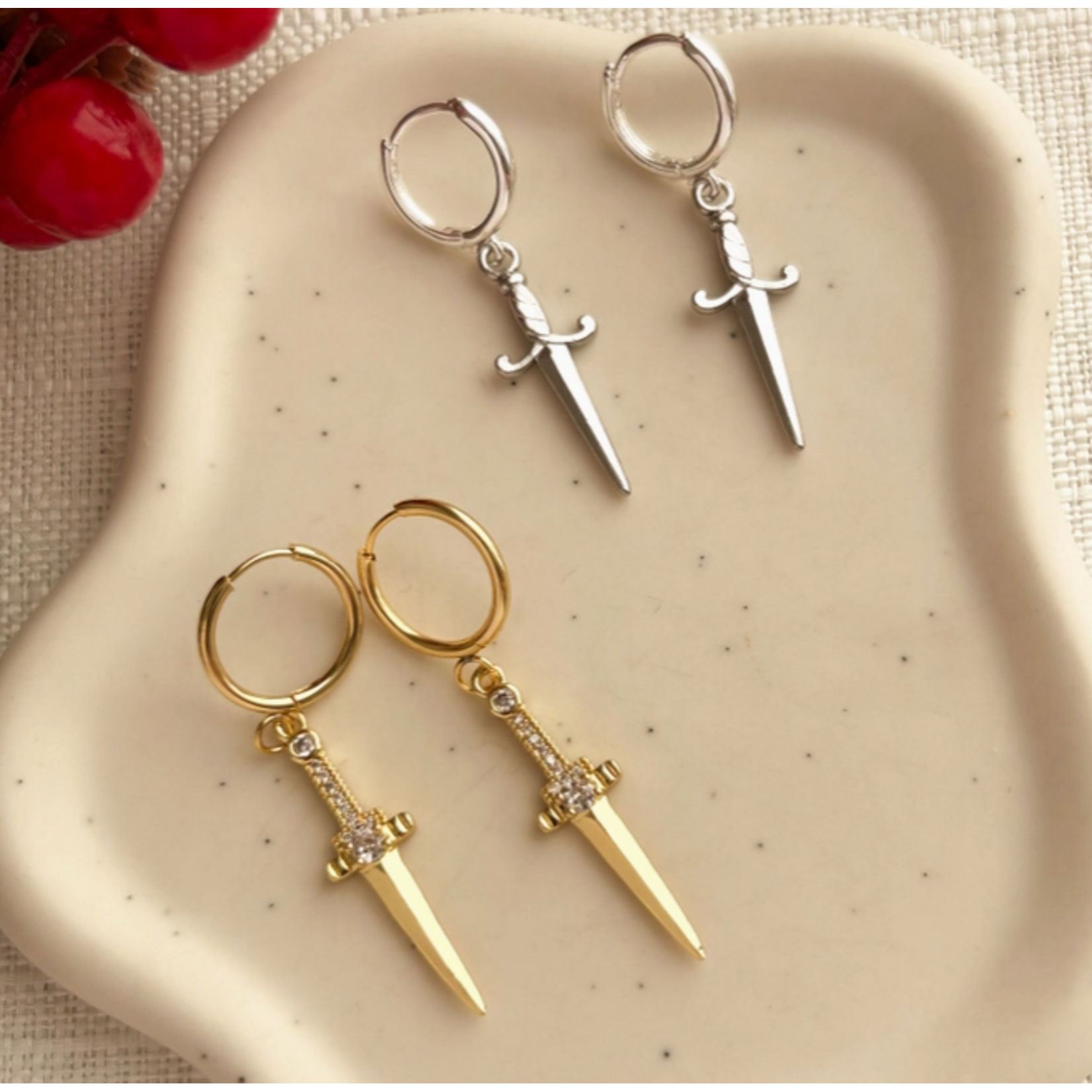 Lua Clay Co Sword Dangle Earrings (Hypoallergenic)
