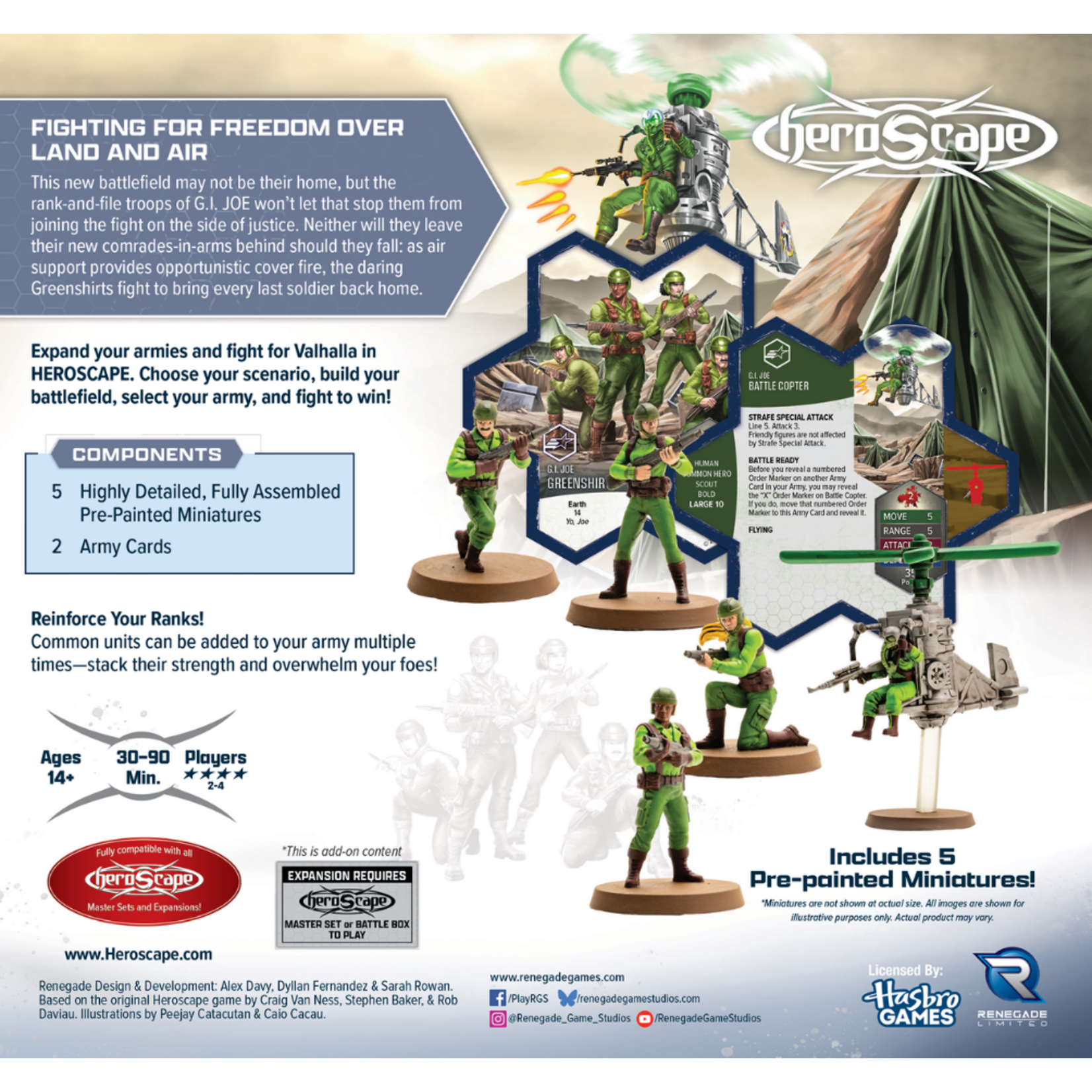 Renegade Game Studios PRERELEASE Heroscape: G.I. Joe: Greenshirts and Battle Copter Army Expansion Premium Painted Edition