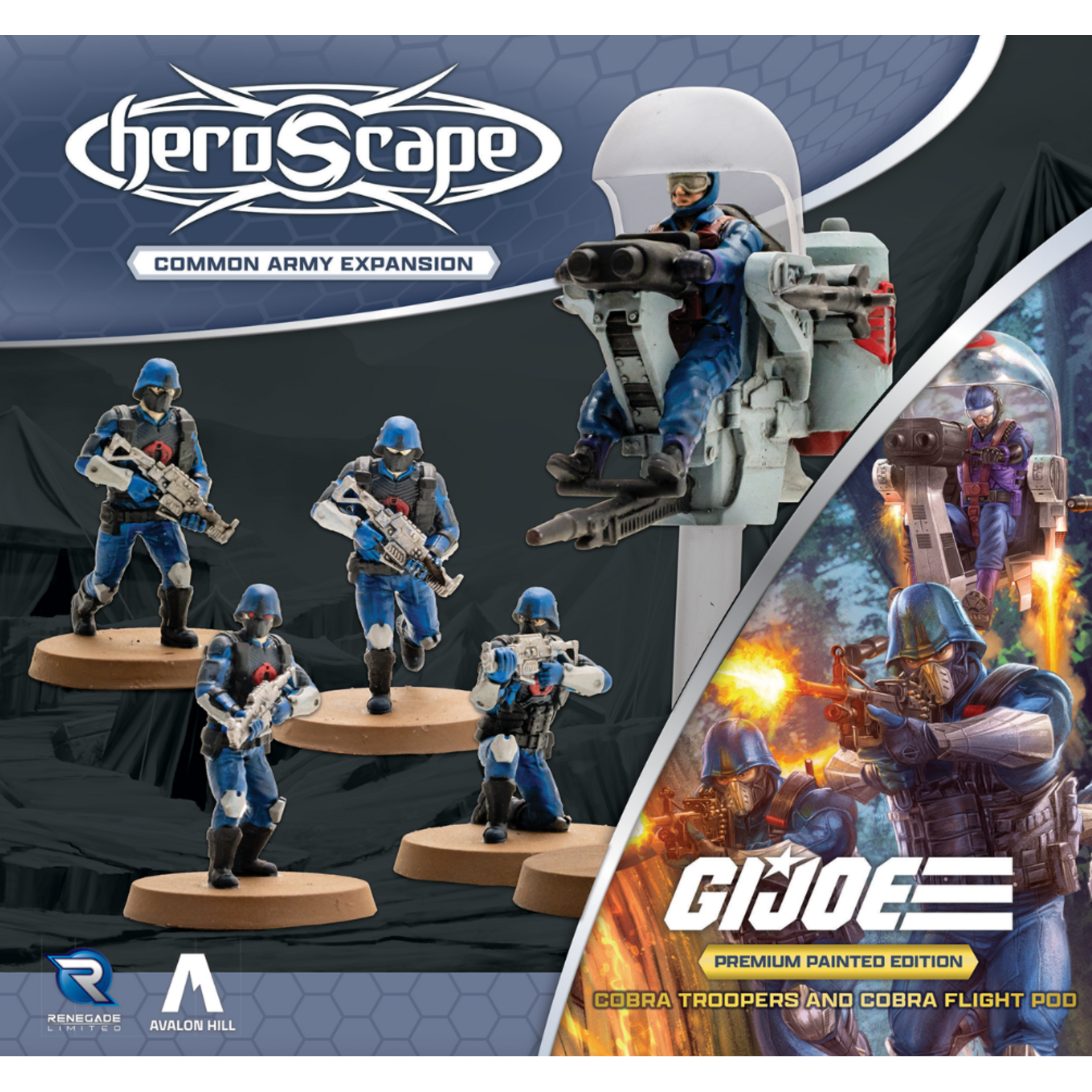 Renegade Game Studios PRERELEASE Heroscape: G.I. Joe: Cobra Troopers and Cobra Flight Pod Premium Painted Edition
