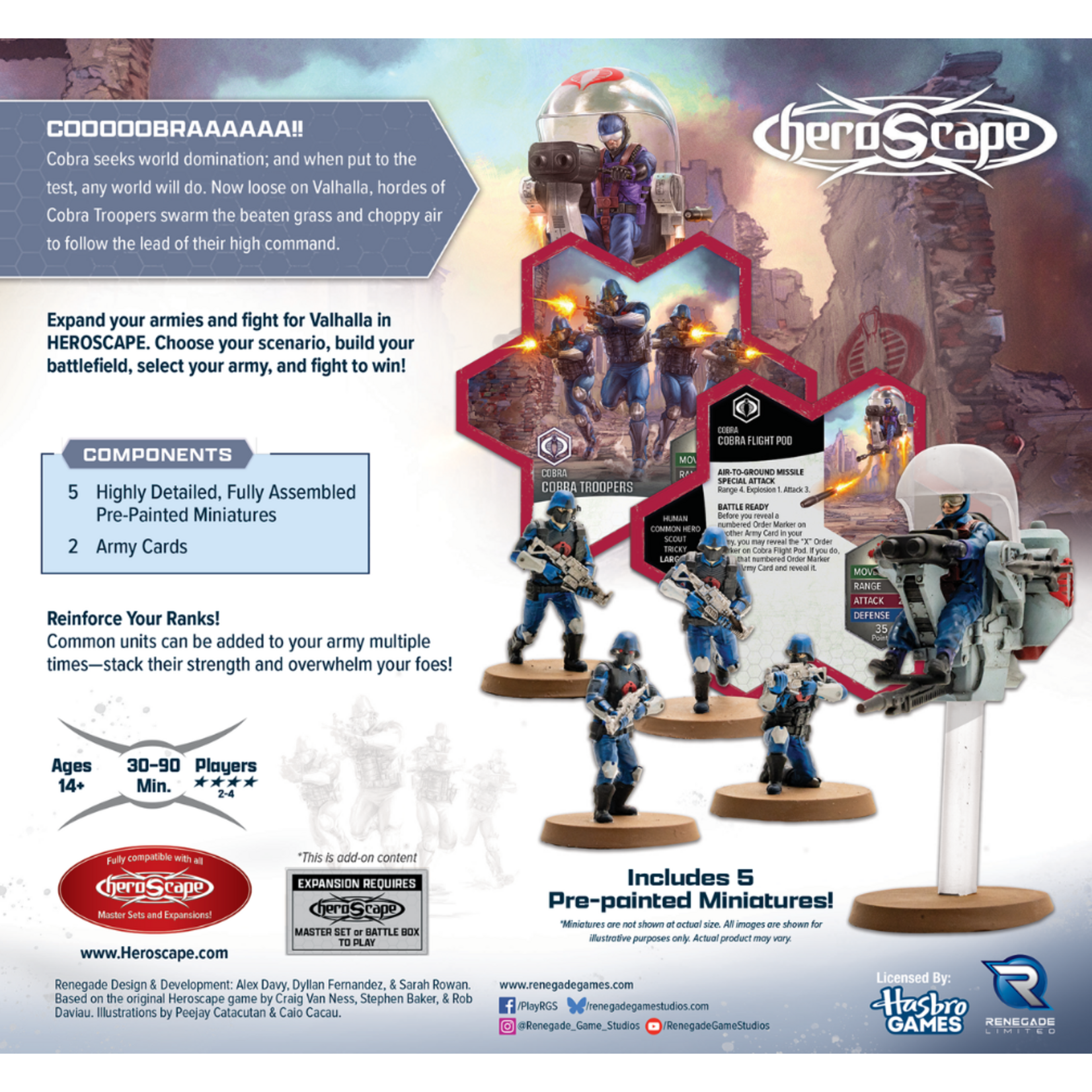 Renegade Game Studios PRERELEASE Heroscape: G.I. Joe: Cobra Troopers and Cobra Flight Pod Premium Painted Edition