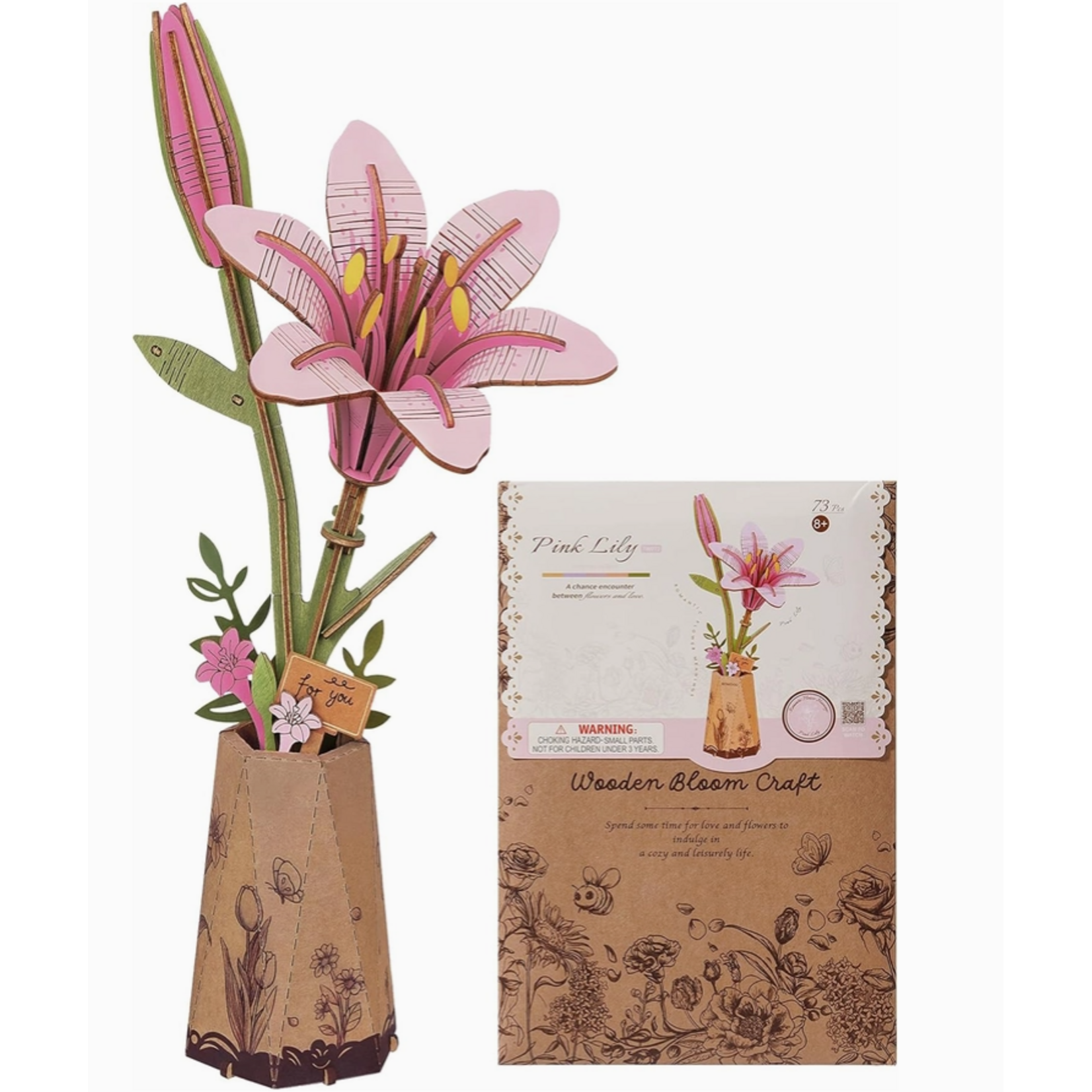Robotime Rowood: Pink Lily Wooden Bloom Craft