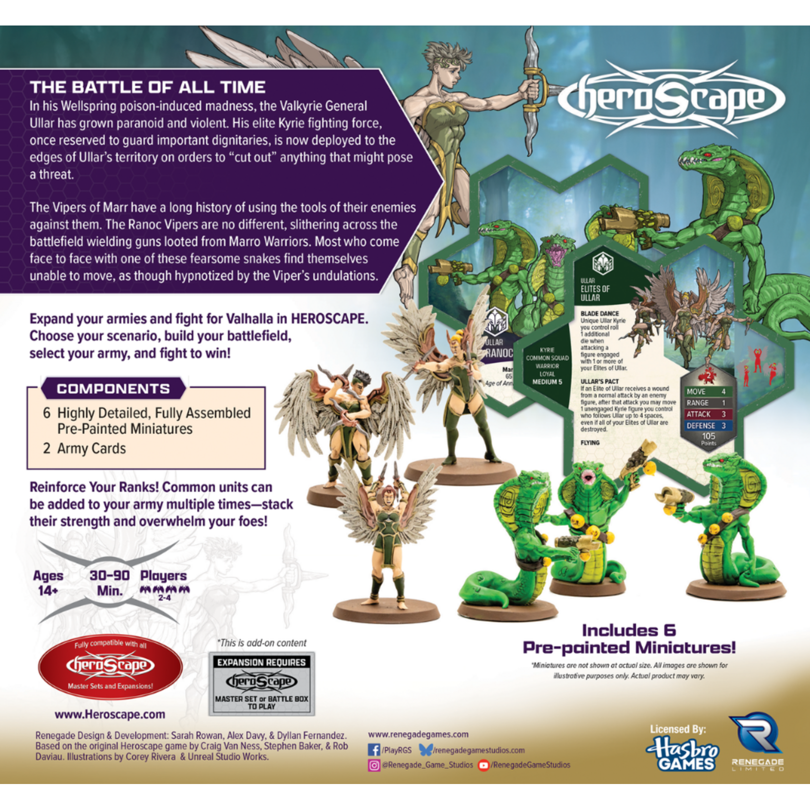 Renegade Game Studios Heroscape: Age of Annihilation: Gathering Storm: Elites of Ullar & Ranoc Vipers Premium Painted Edition
