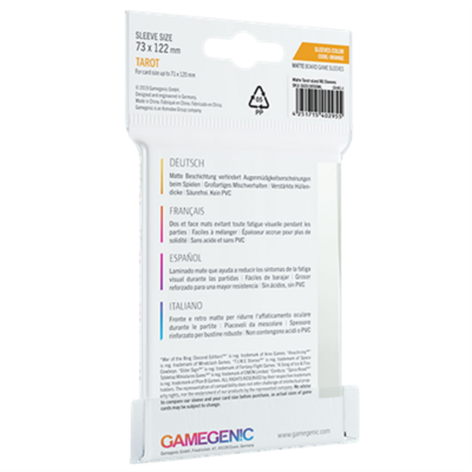 Gamegenic Board Game Sleeves: Tarot: Matte Clear