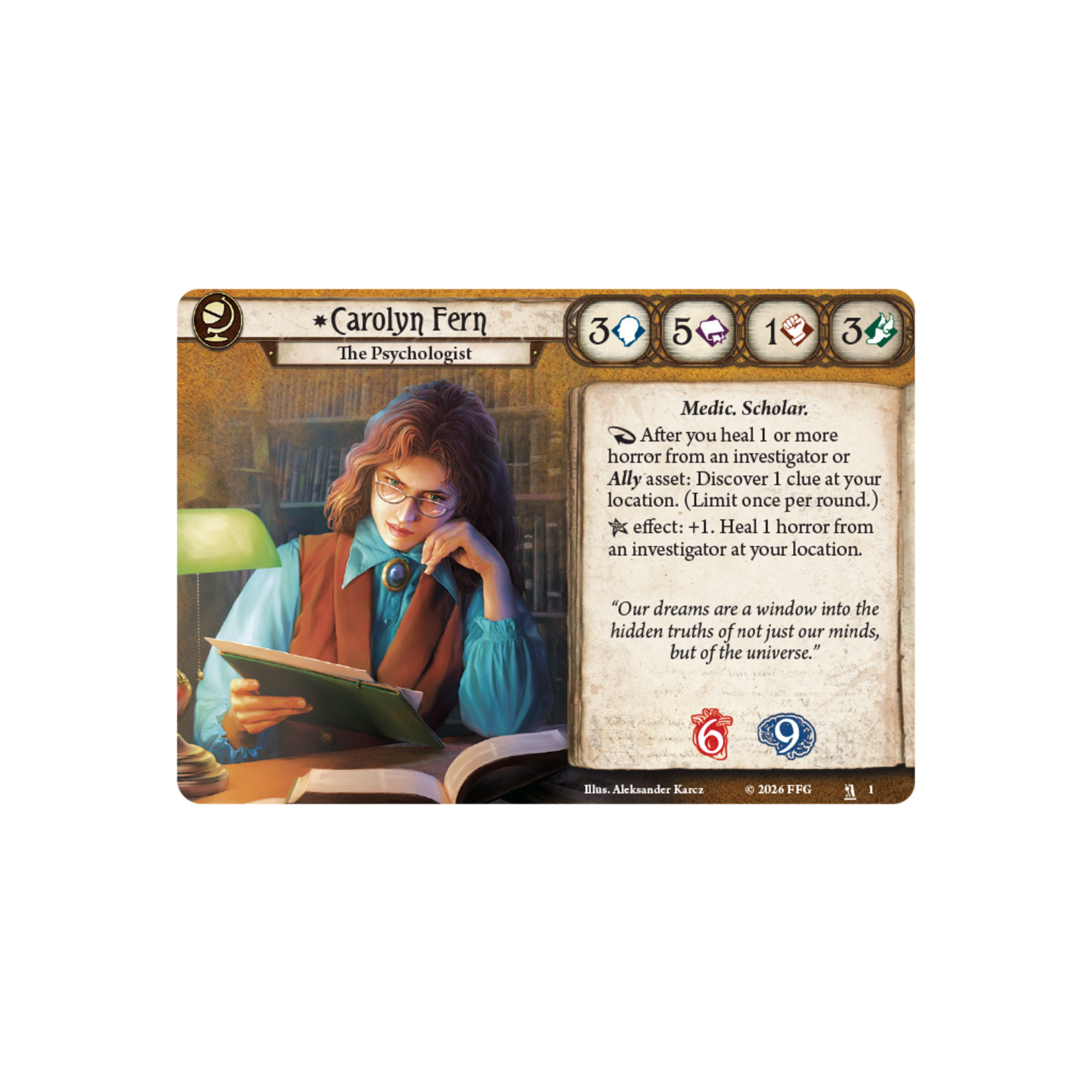 Fantasy Flight Games Arkham Horror: The Card Game: Investigator Deck: Carolyn Fern
