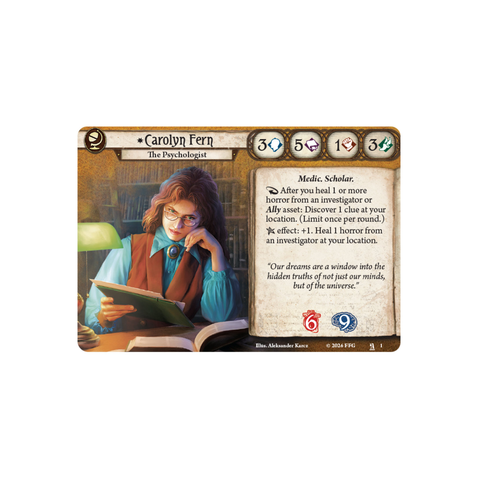 Fantasy Flight Games PRERELEASE Arkham Horror: The Card Game: Investigator Deck: Carolyn Fern