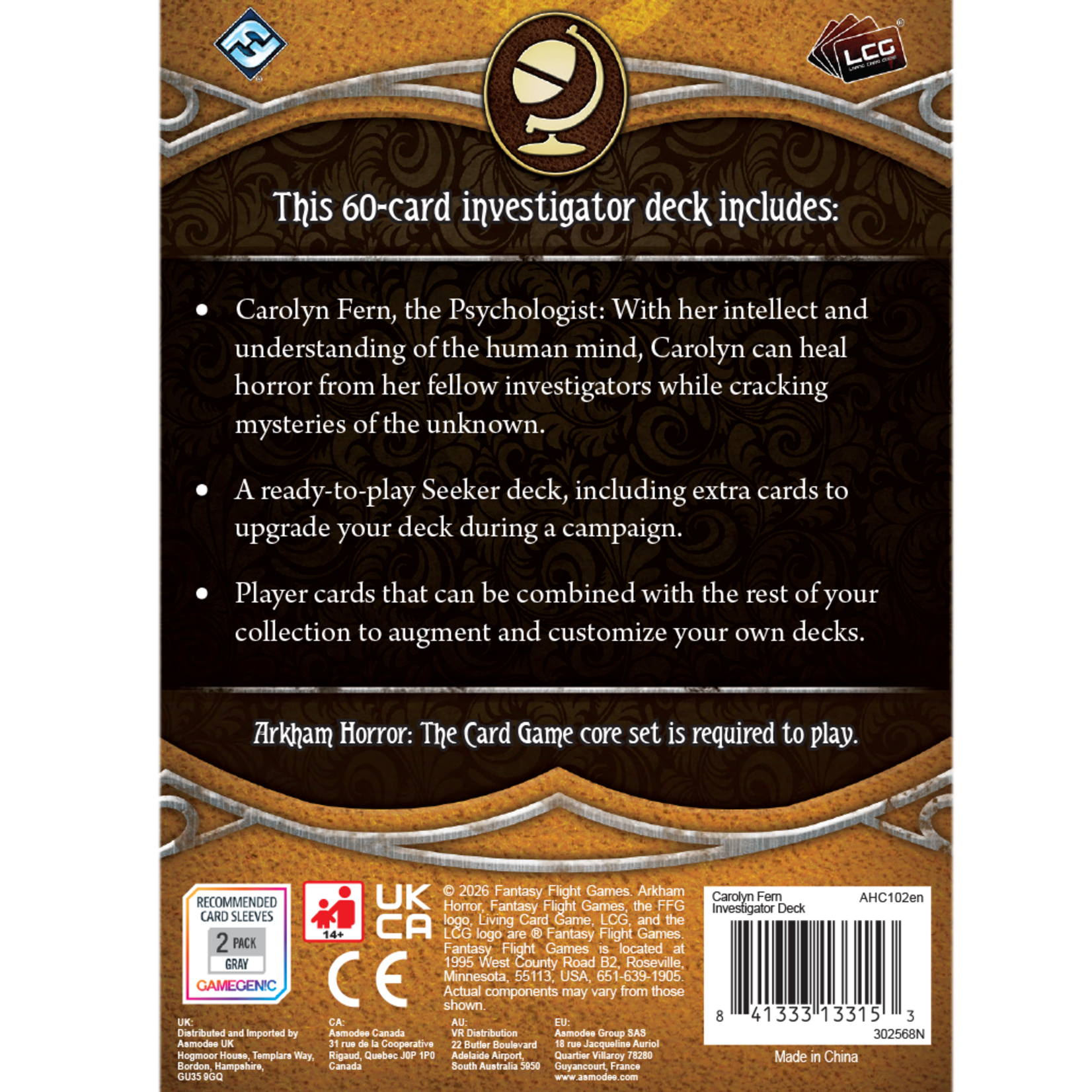 Fantasy Flight Games Arkham Horror: The Card Game: Investigator Deck: Carolyn Fern