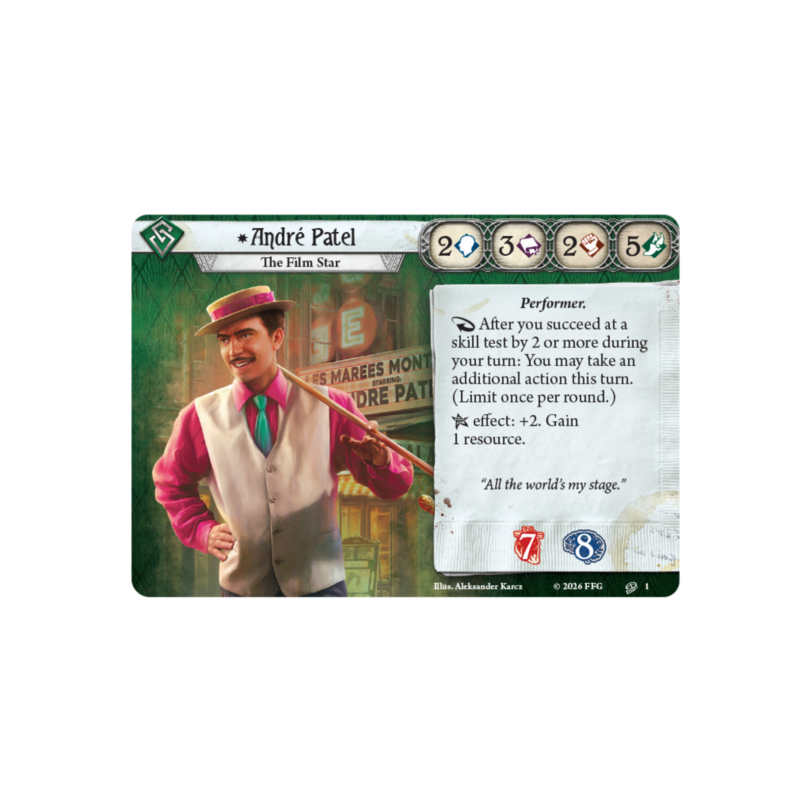 Fantasy Flight Games PRERELEASE Arkham Horror: The Card Game: Investigator Deck: André Patel