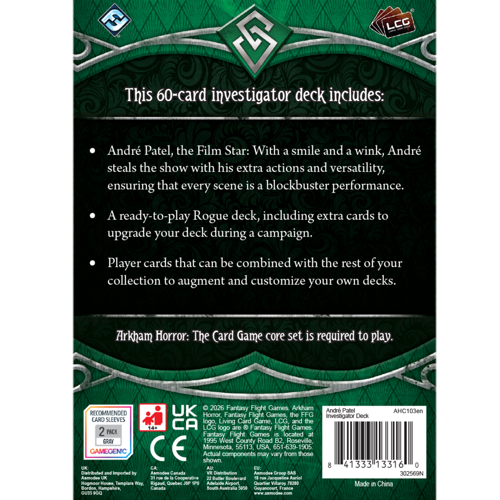 Fantasy Flight Games Arkham Horror: The Card Game: Investigator Deck: André Patel