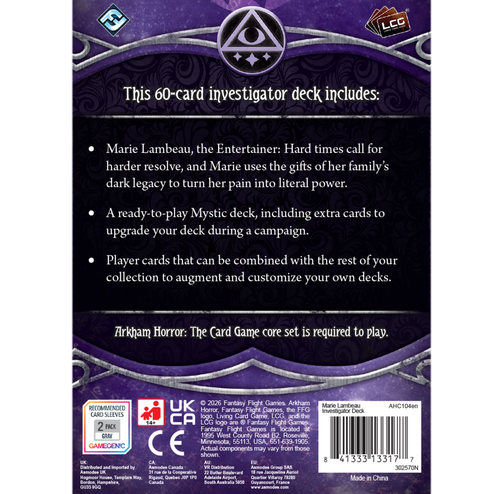 Fantasy Flight Games Arkham Horror: The Card Game: Investigator Deck: Marie Lambeau