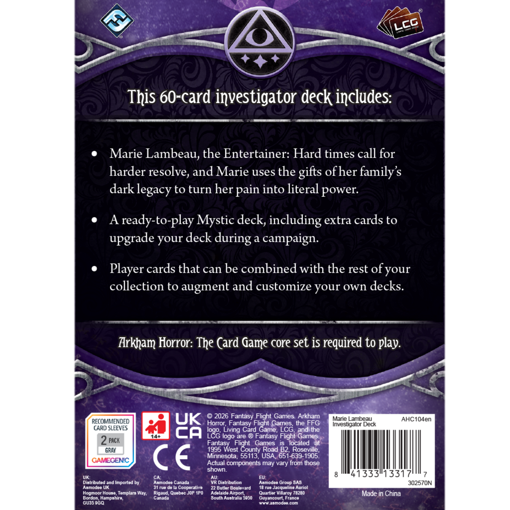 Fantasy Flight Games PRERELEASE Arkham Horror: The Card Game: Investigator Deck: Marie Lambeau