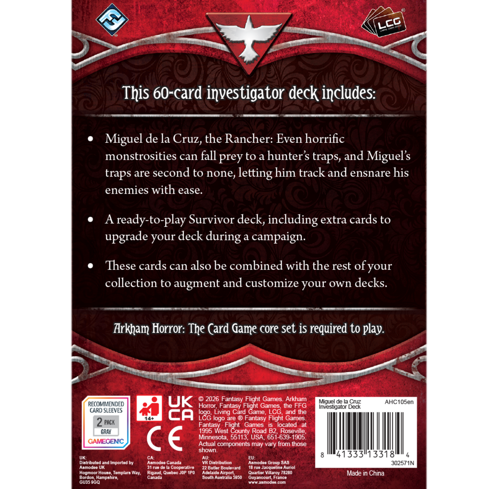 Fantasy Flight Games Arkham Horror: The Card Game: Investigator Deck: Miguel de la Cruz