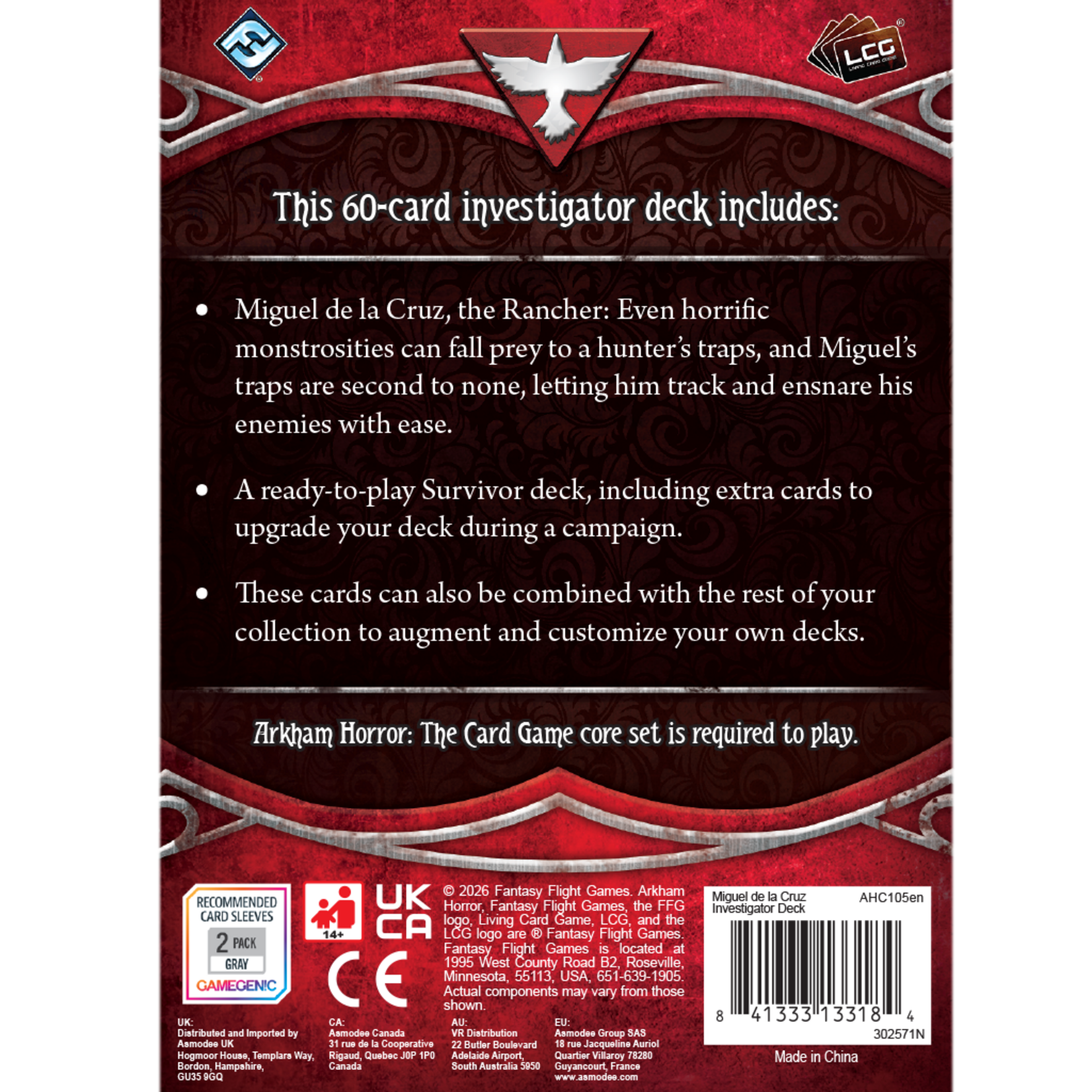 Fantasy Flight Games PRERELEASE Arkham Horror: The Card Game: Investigator Deck: Miguel de la Cruz