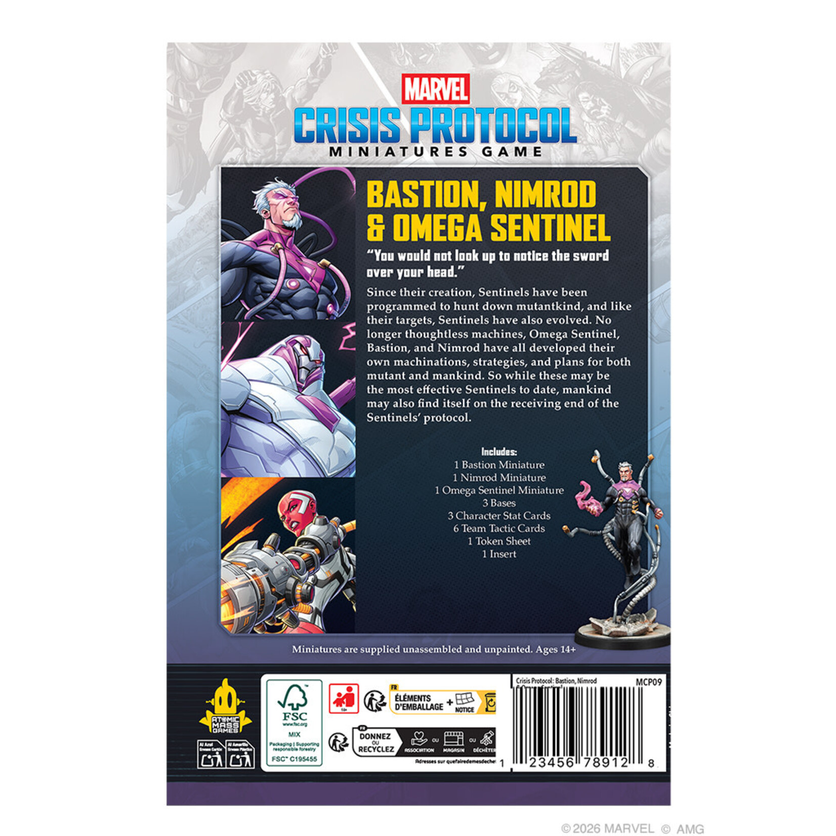 Atomic Mass Games Marvel: Crisis Protocol: Bastion, Nimrod, & Omega Sentinel Character Pack