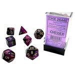 Chessex Polyhedral 7-Die Set: Gemini Black-Purple with gold