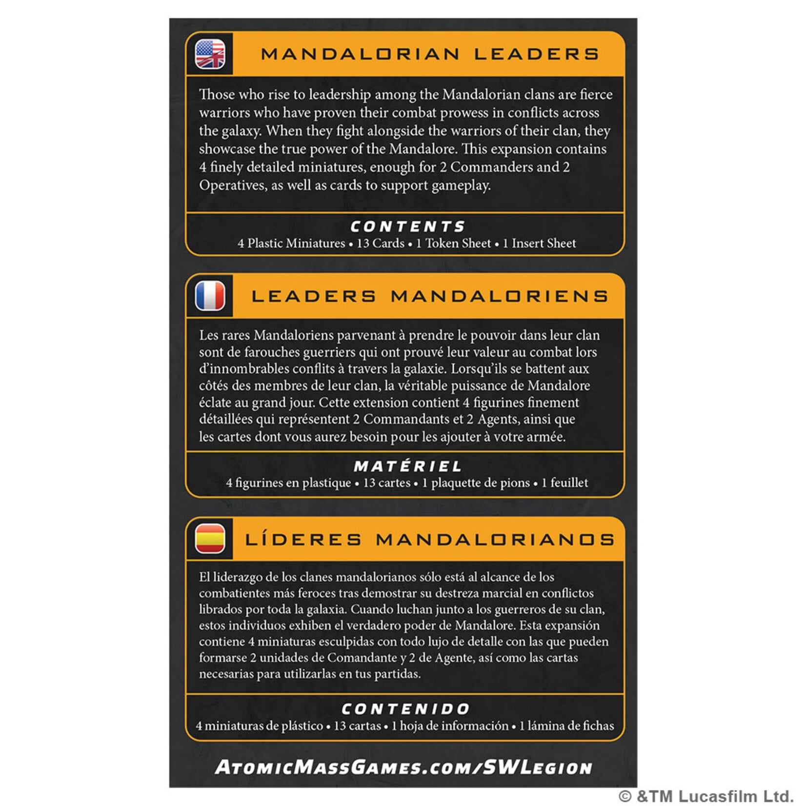 Atomic Mass Games PRERELEASE Star Wars: Legion: Mandalorian Leaders