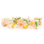 FanRoll by Metallic Dice Games Sharp Edge Resin Dice Set: Chrysanthemum w/Pink Numbers