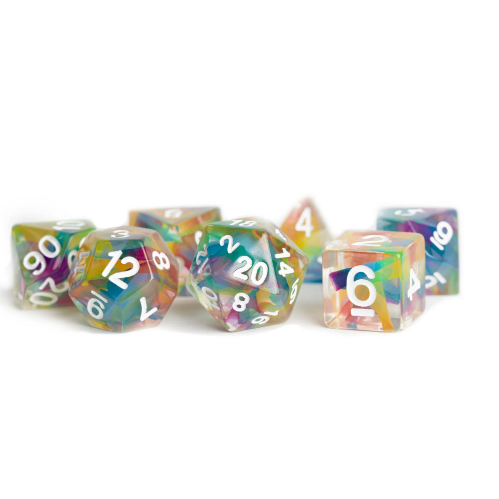 FanRoll by Metallic Dice Games Color Spray Semi-Sharp Edge Resin Dice Set