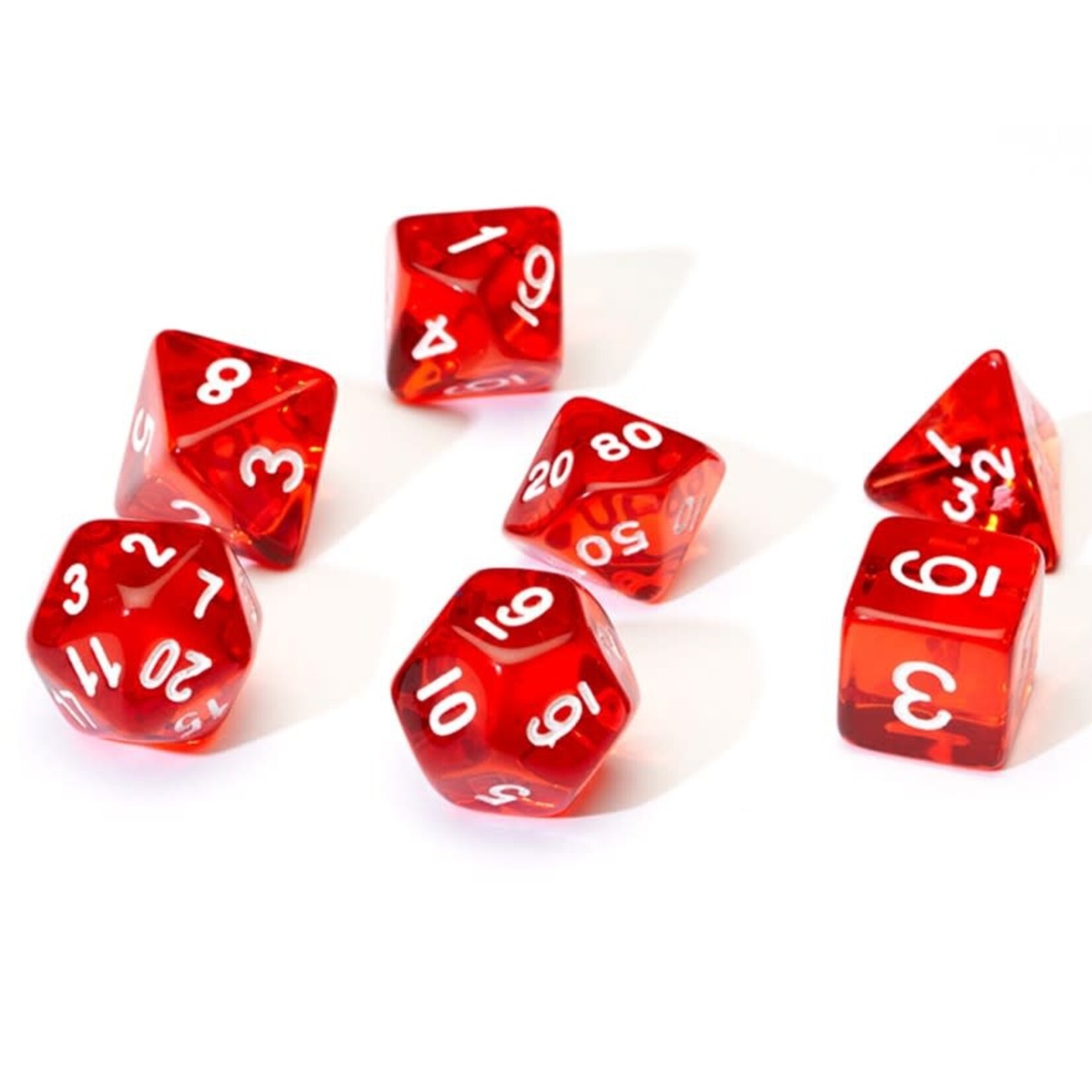 Sirius Dice 7-Die Set: Translucent Resin Red with white