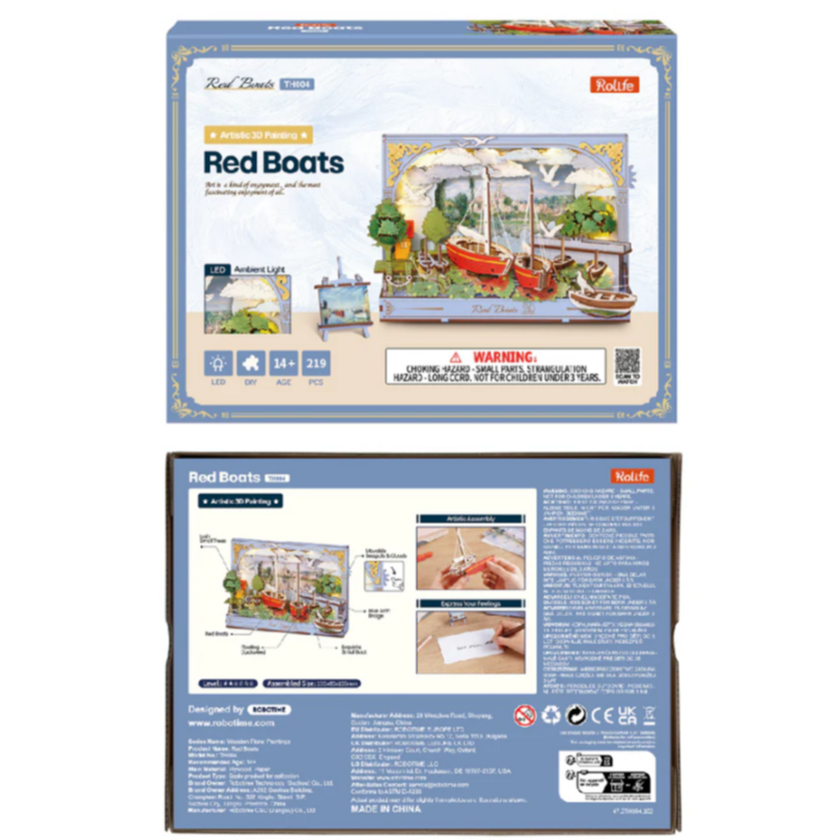 Robotime Rowood: Red Boats Artistic 3D Painting