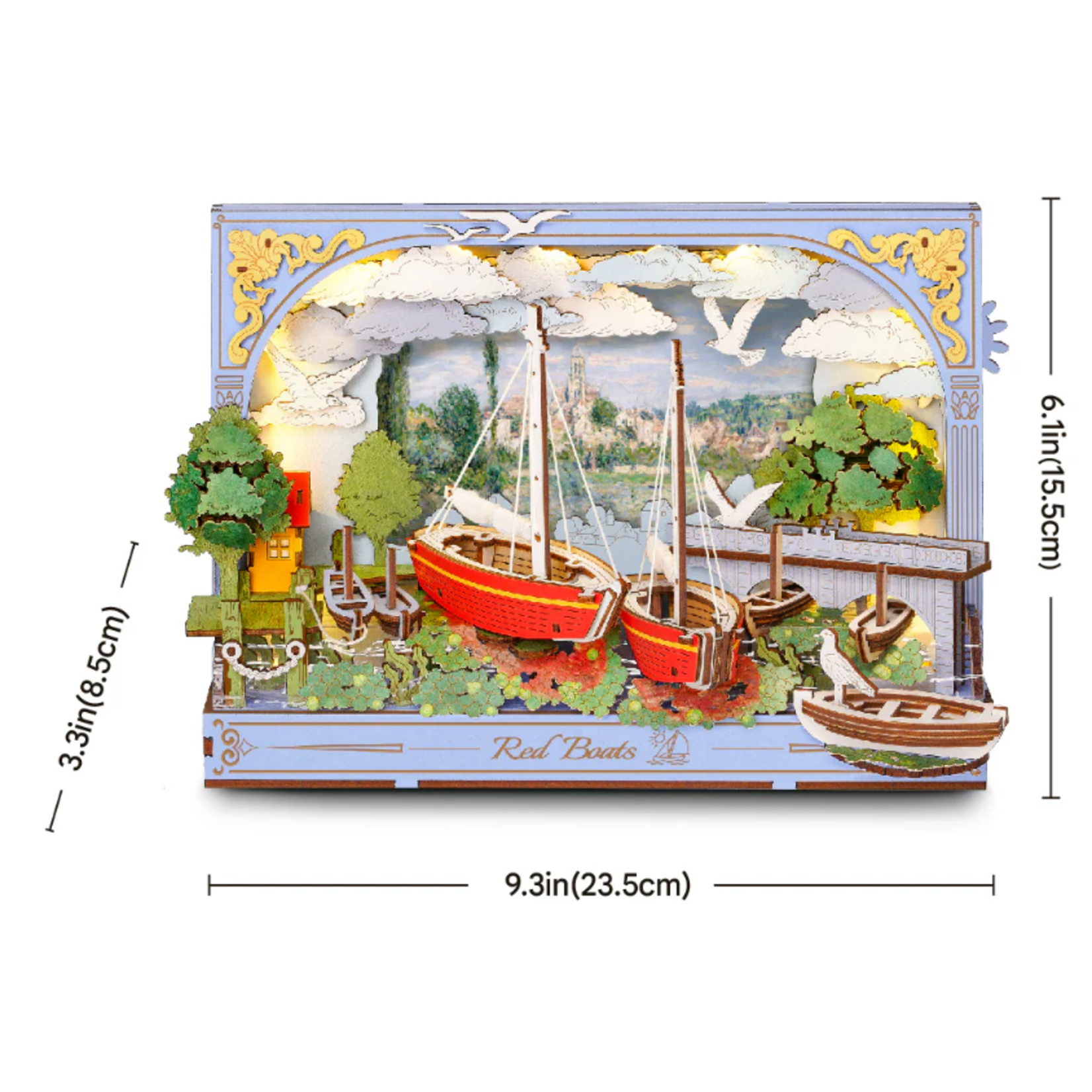 Robotime Rowood: Red Boats Artistic 3D Painting