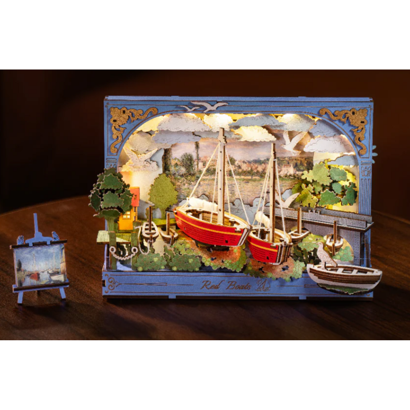 Robotime Rowood: Red Boats Artistic 3D Painting