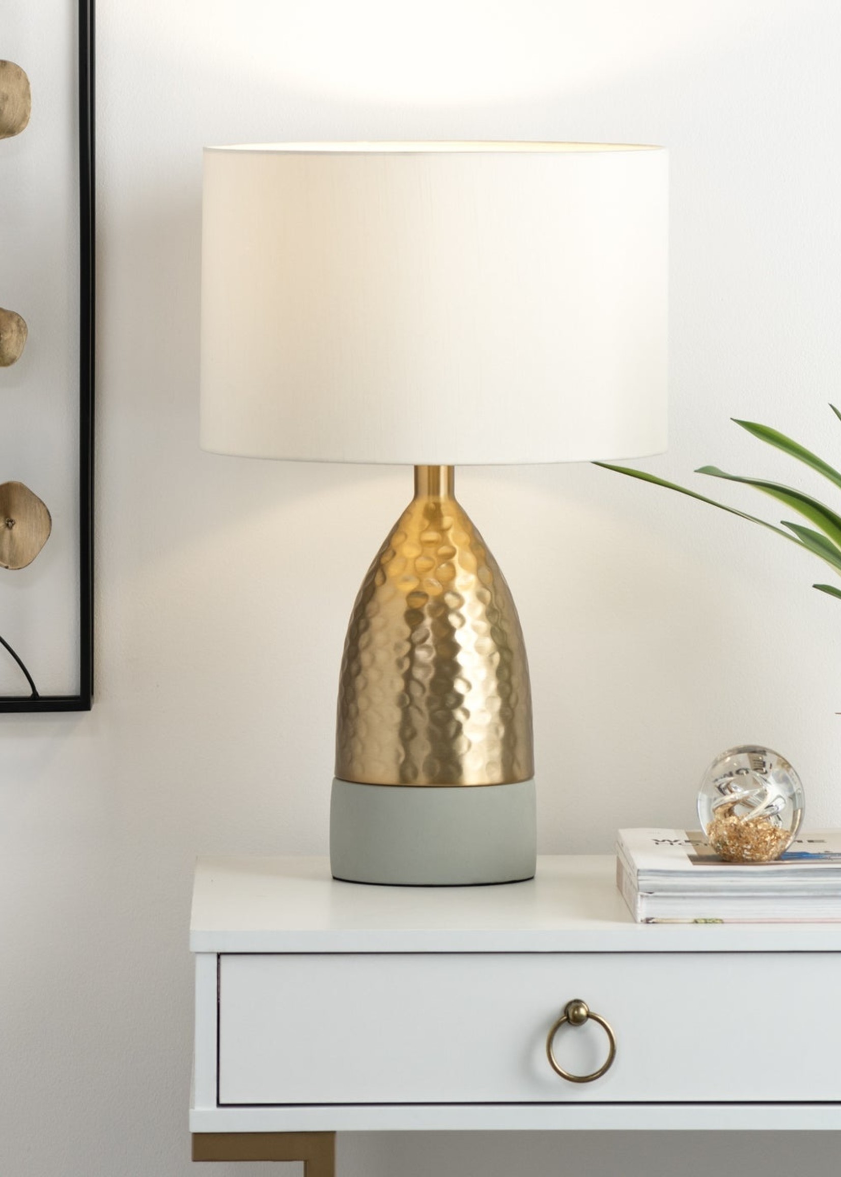 Loris Conical Brass & Cement Lamp