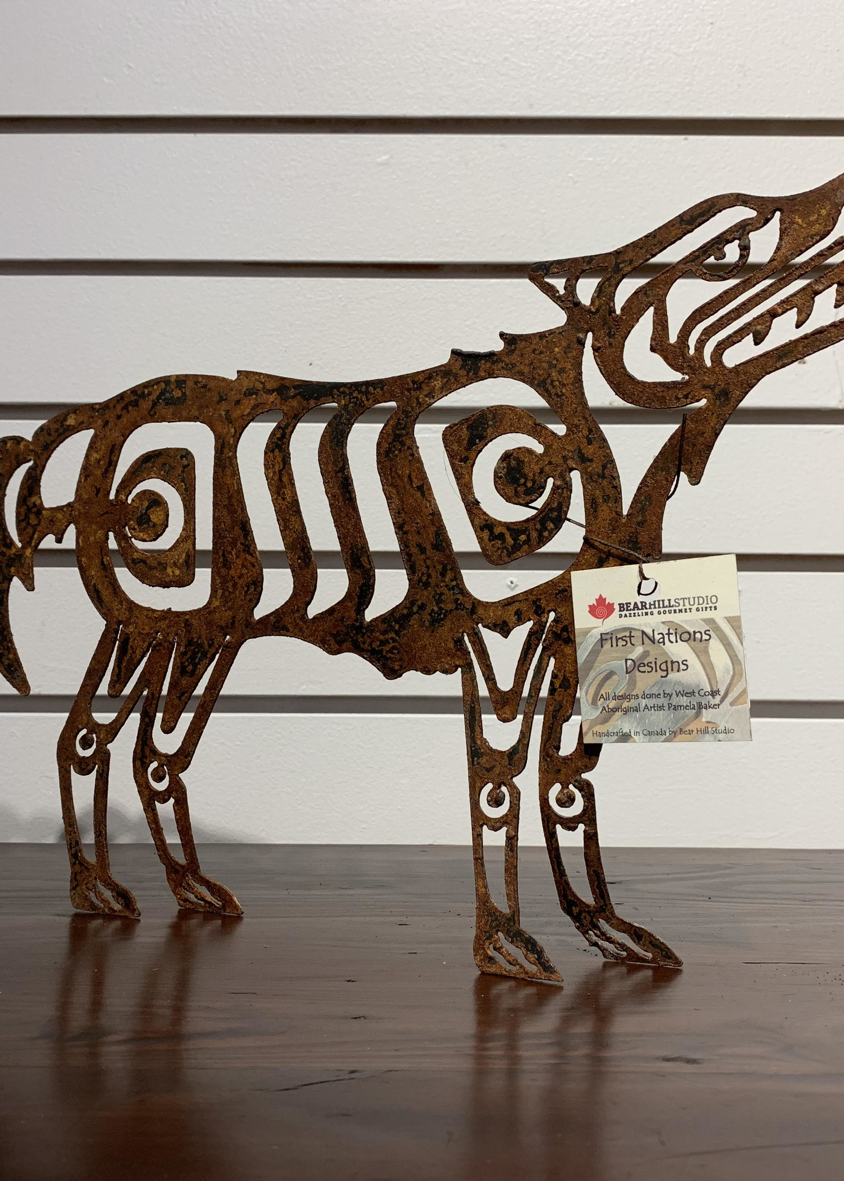 Bear Hill Studio First Nations Rusted Metal Wolf