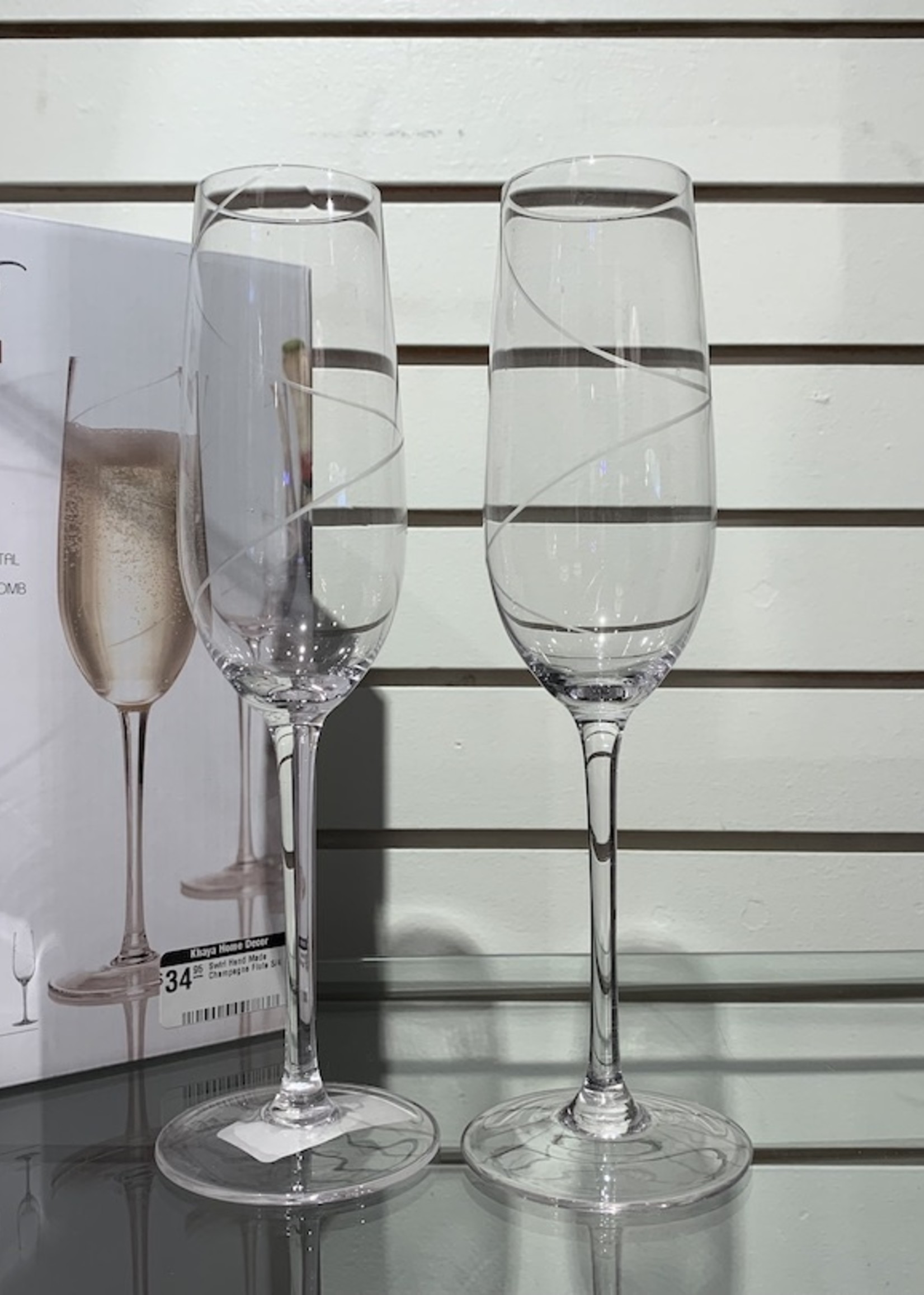 Swirl Hand Made Champagne Flute S/4