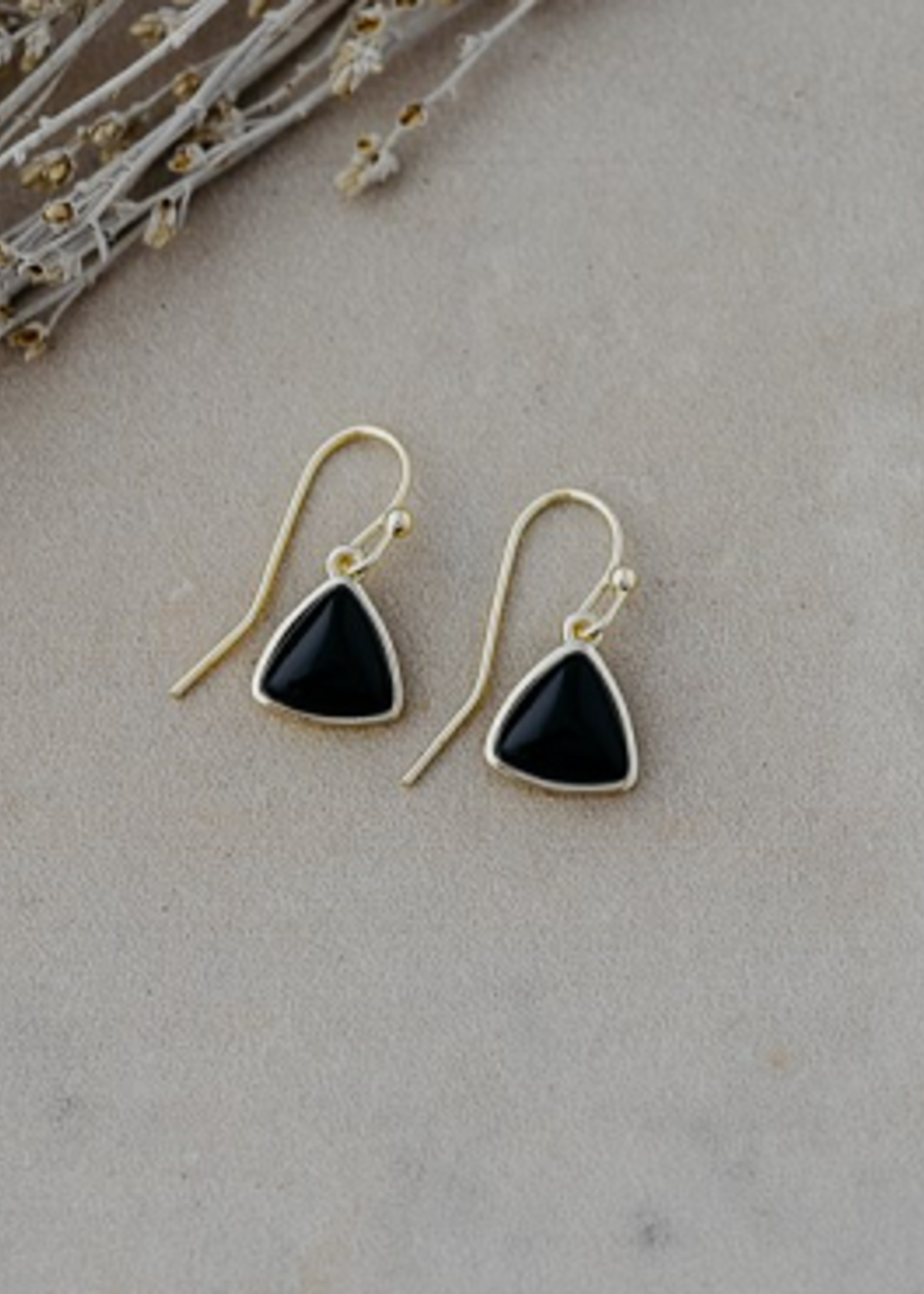 Glee Elsie Earrings * Gold & Black Onyx