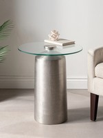 Torre & Tagus Adair Glass Top Brushed Aluminum Table