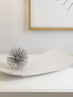 Clara Embossed White Ceramic Platter