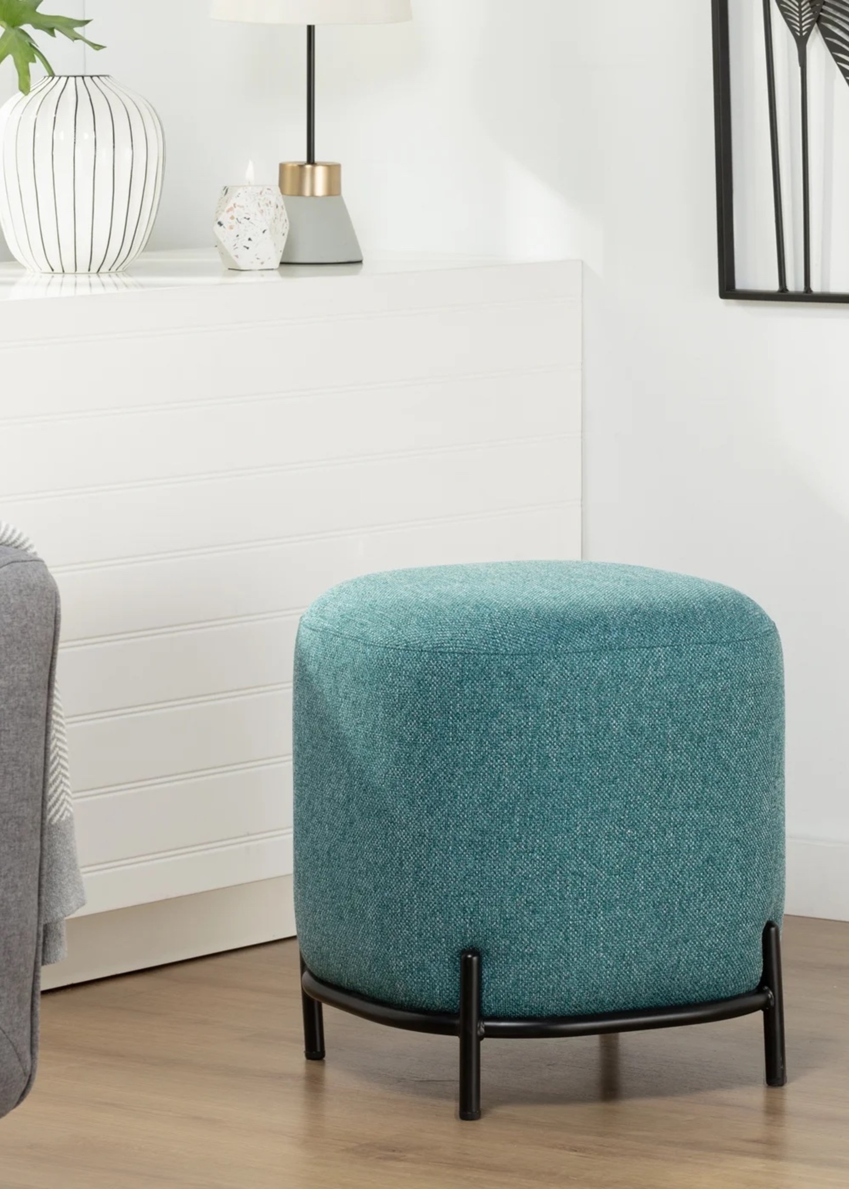 Torre & Tagus Pender Pin Leg Ottoman * Blue