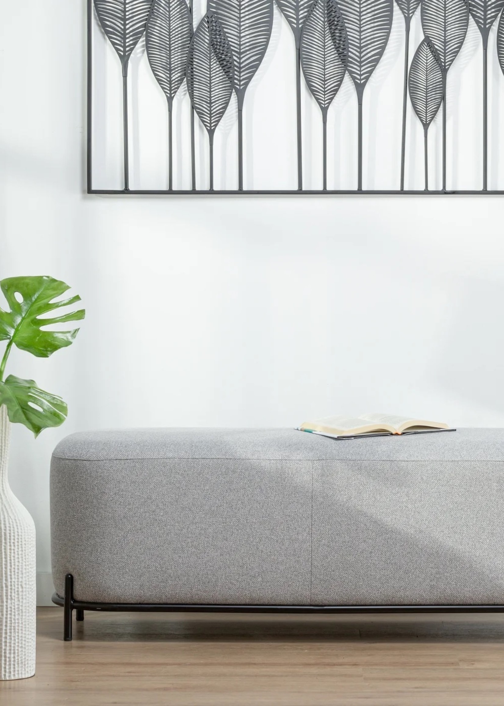 Torre & Tagus Pender Pin Leg Long Bench * Grey